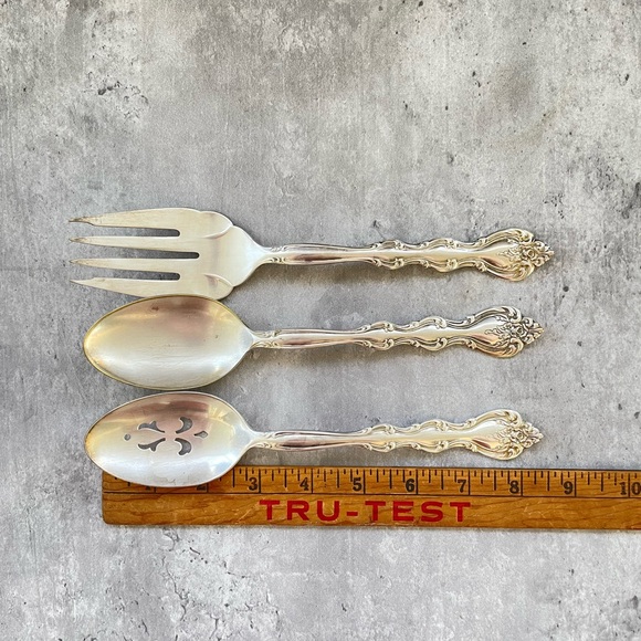 Vtg International Silverplate Flatware Serving Fork Berry Spoons Interlude c1971 - Picture 5 of 6